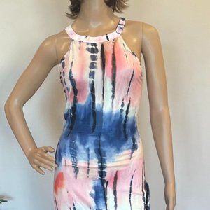 NAVY BLUE COLOR MIX MAXI DRESS